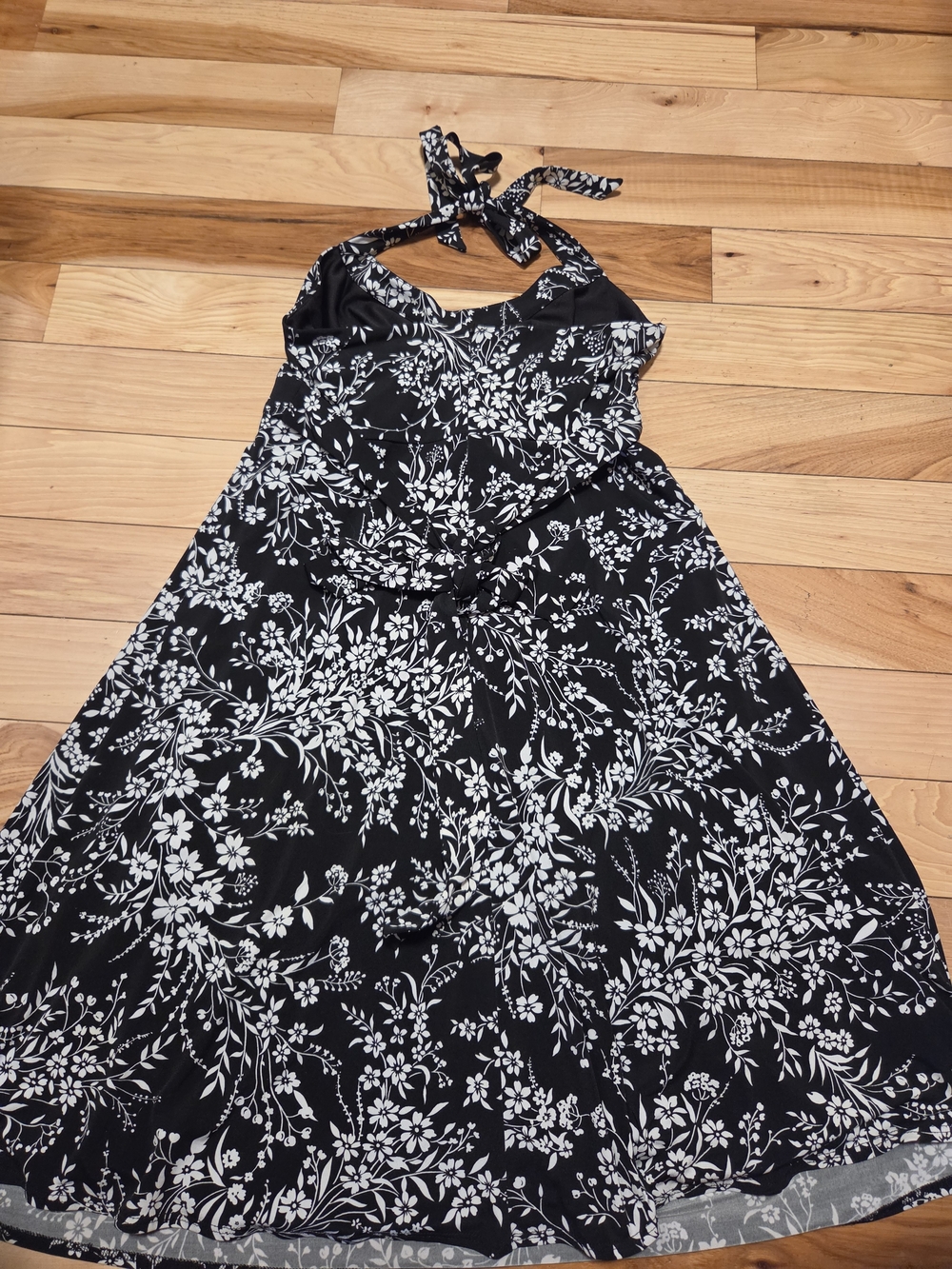 White House Black Market Black and White Floral Halter Dress